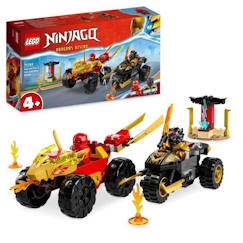 -LEGO® NINJAGO 71789 Le Combat en Voiture et en Moto de Kai et Ras, Jouet Enfants Dès 4 Ans