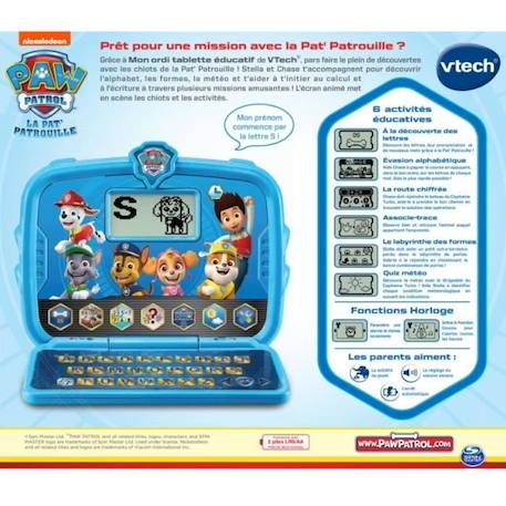 Ordinateur Tablette Éducatif VTECH - Pat Patrouille - Convient aux Enfants  de 3 Ans et Plus - Bleu bleu - Vtech