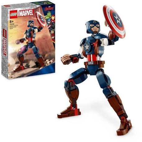 LEGO® Marvel 76258 La Figurine de Captain America avec Bouclier, Jouet et Décoration Avengers BLEU 1 - vertbaudet enfant 