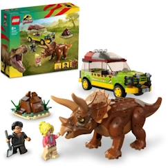 Jouet-Jeux d'imagination-LEGO® Jurassic Park 76959 La Recherche du Tricératops, Jouet de Voiture avec Figurine Dinosaure