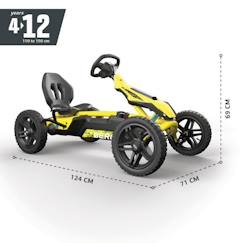 Jouet-Jeux de plein air-Kart à pédales BERG Rally DRT Jaune - Pour Enfant - 3 vitesses - Pneus à chambre à air