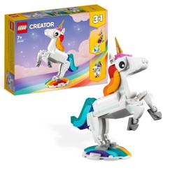 Jouet-Jeux d'imagination-LEGO® Creator 3-en-1 31140 La Licorne Magique, Jouet Hippocampe et Paon,  Figurines d'Animaux