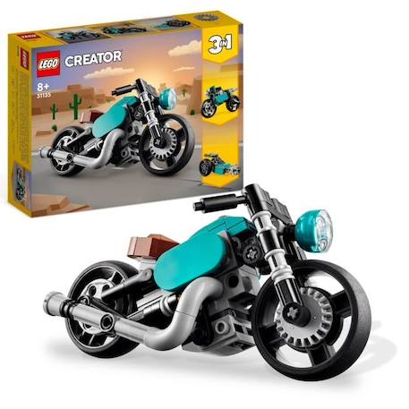 LEGO® Creator 3-en-1 31135 La Moto Ancienne, Jouet Voiture Classique et de Rue, avec Dragster BLEU 1 - vertbaudet enfant 