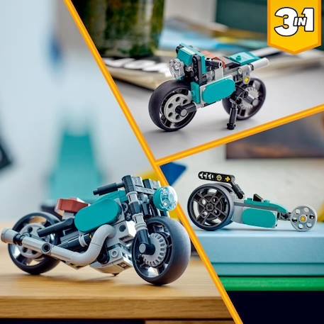 LEGO® Creator 3-en-1 31135 La Moto Ancienne, Jouet Voiture Classique et de Rue, avec Dragster BLEU 5 - vertbaudet enfant 