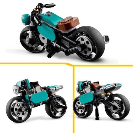 LEGO® Creator 3-en-1 31135 La Moto Ancienne, Jouet Voiture Classique et de Rue, avec Dragster BLEU 4 - vertbaudet enfant 