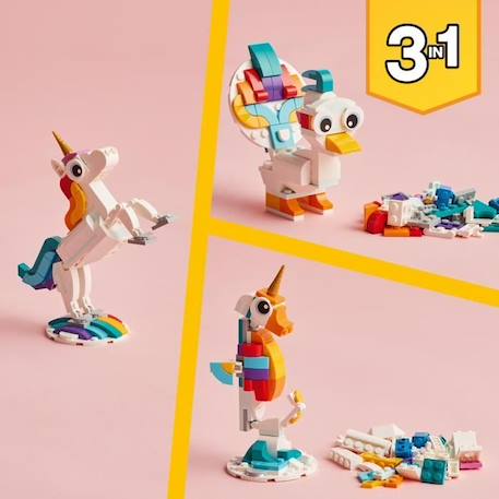 LEGO® Creator 3-en-1 31140 La Licorne Magique, Jouet Hippocampe et Paon,  Figurines d'Animaux BLANC 5 - vertbaudet enfant 