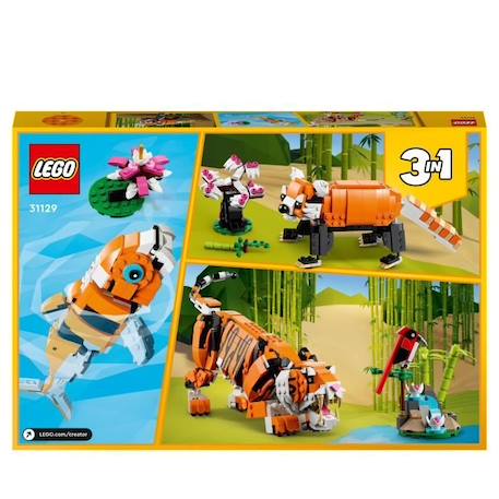 LEGO 31129 Creator 3-en-1 Sa Majesté le Tigre, Jouet et Figurine Animaux, se Transforme en Panda, et Poisson, Enfants Dès 9 Ans ORANGE 6 - vertbaudet enfant 