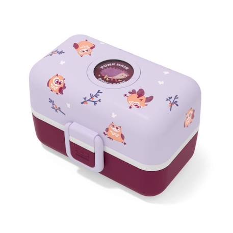 Lunch Box Enfant - Boîte Repas et/ou Goûter 3 Compartiments - Idéal Ecole/Parc - Sans BPA - MB Tresor mauve Owly - MONBENTO BLANC 1 - vertbaudet enfant 