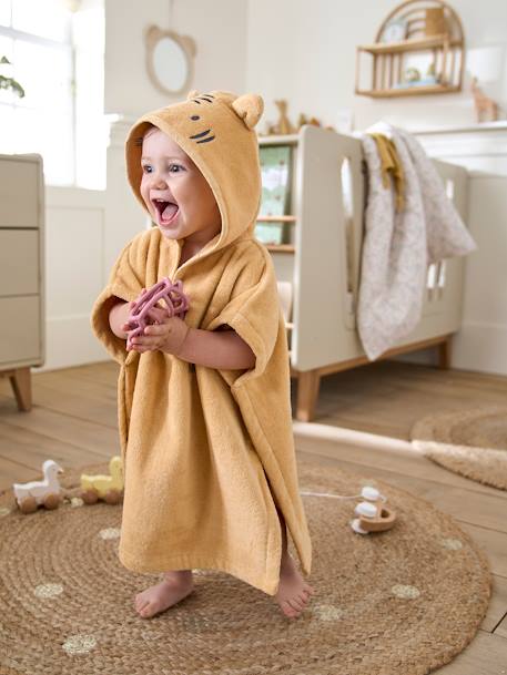 Poncho de bain bébé avec coton recyclé personnalisable Animaux abricot+ocre 5 - vertbaudet enfant 