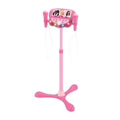 Jouet-Microphone Barbie sur pied ajustable lumineux avec enceinte, 2 Micros et Effets vocaux