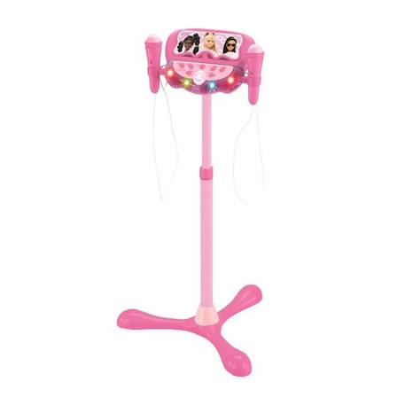 Microphone Barbie sur pied ajustable lumineux avec enceinte, 2 Micros et Effets vocaux ROSE 1 - vertbaudet enfant 