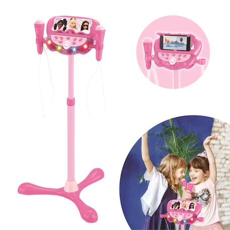 Microphone Barbie sur pied ajustable lumineux avec enceinte, 2 Micros et Effets vocaux ROSE 2 - vertbaudet enfant 