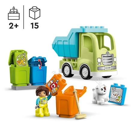 LEGO® DUPLO 10987 Le Camion de Recyclage, Jouets Éducatifs et de Tri de Couleurs, Enfants 2 Ans VERT 2 - vertbaudet enfant 