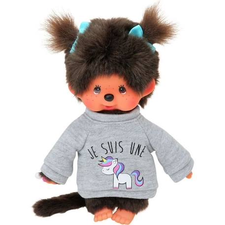 Bandai - Peluche monchhichi licorne 20 cm GRIS 1 - vertbaudet enfant 