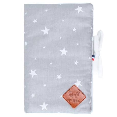Sevira Kids - Protège carnet de santé bébé en coton Stella - Gris - Ouvert : 24 x 34 cm  / Fermé : 17 x 32 cm BLANC 1 - vertbaudet enfant 