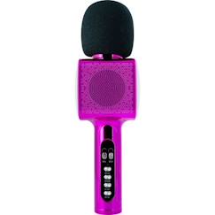 Jouet-Jeux vidéos et multimédia-Multimédia-Microphone Karaoké Bluetooth - BIGBEN PARTY - Effets lumineux - Rose