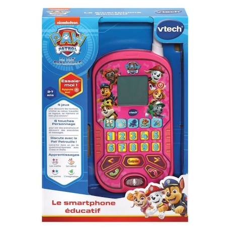 VTECH - PAT PATROUILLE - Smartphone Éducatif Rose - 6 activités éducatives - Appels et messages vocaux ROSE 2 - vertbaudet enfant 