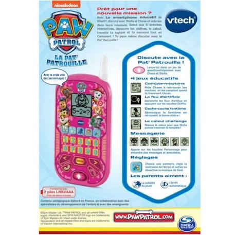 VTECH - PAT PATROUILLE - Smartphone Éducatif Rose - 6 activités éducatives - Appels et messages vocaux ROSE 5 - vertbaudet enfant 