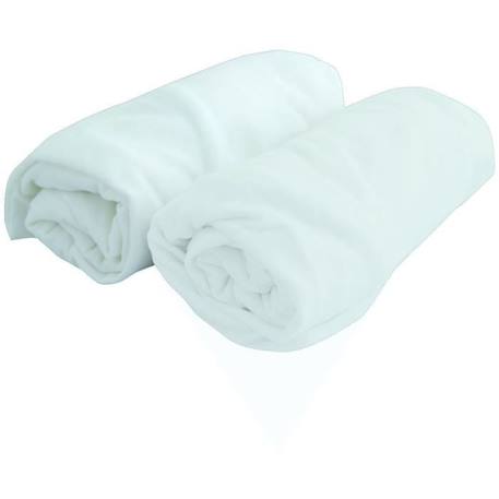 Drap housse bébé DOMIVA - Jersey - Blanc - 60 x 120 cm - Lot de 2 BLANC 2 - vertbaudet enfant 