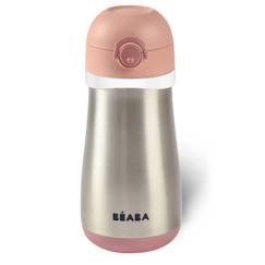 Puériculture-Repas-BEABA, Gourde inox 350 ml + anse - old pink