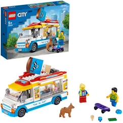 Jouet-Jeux d'imitation-Maison, bricolage et métiers-LEGO® City 60253 Le camion de la marchande de glaces, Kit de Construction Jouet Enfants 5 ans et + avec Mini-figurine de chien