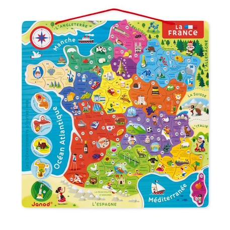 Puzzle France Magnétique 93 pcs (bois) - JANOD - Nouvelles régions 2016 - Dès 7 ans ROUGE 2 - vertbaudet enfant 