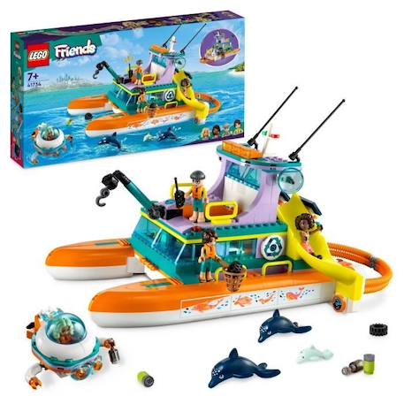 LEGO® Friends 41734 Le Bateau de Sauvetage en Mer, Jouet avec Figurines de Dauphins et Sous-Marin BLEU 1 - vertbaudet enfant 