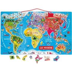 Jouet-Jeux éducatifs-Puzzles-Puzzle Monde Magnétique en bois - Janod - 92 pièces - Dès 7 ans