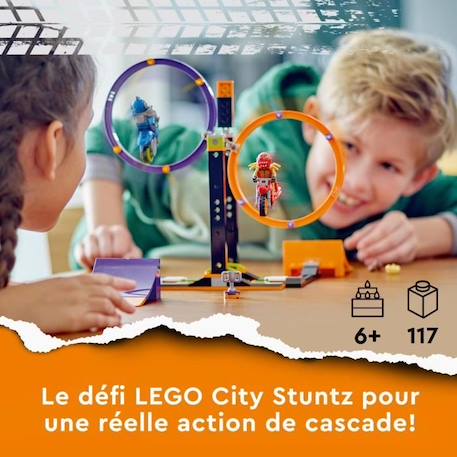LEGO® City Stuntz 60360 Le Défi de Cascade : les Cercles Rotatifs, Jouet Moto pour 1 ou 2 Joueurs ORANGE 6 - vertbaudet enfant 