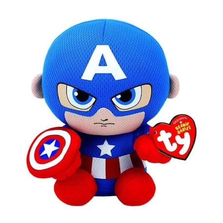 Jouet en peluche - TY - Captain America - 16 cm - Bleu, Multicolore - Dès 3 ans BLEU 1 - vertbaudet enfant 