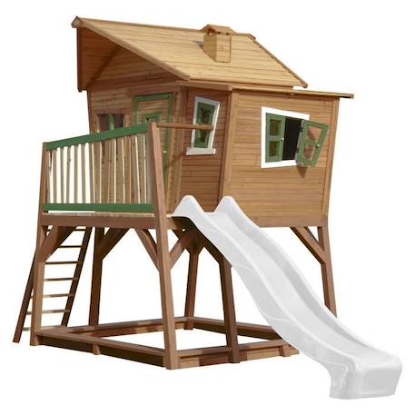 Axi - Max Maison Enfant avec Bac à Sable & Toboggan Blanc | Aire de Jeux pour l'extérieur en marron & vert | Maisonnette MARRON 2 - vertbaudet enfant 
