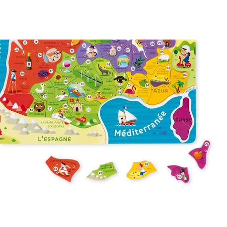 Puzzle France Magnétique 93 pcs (bois) - JANOD - Nouvelles régions 2016 - Dès 7 ans ROUGE 4 - vertbaudet enfant 