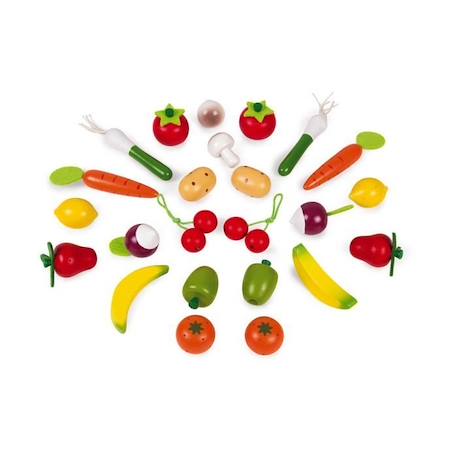 Panier de 24 Fruits Et Légumes en Bois - JANOD - Dès 3 ans BEIGE 2 - vertbaudet enfant 
