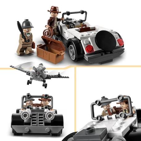 LEGO® Indiana Jones 77012 La Poursuite en Avion de Combat, Jouet avec Maquette Avion et Voiture GRIS 4 - vertbaudet enfant 
