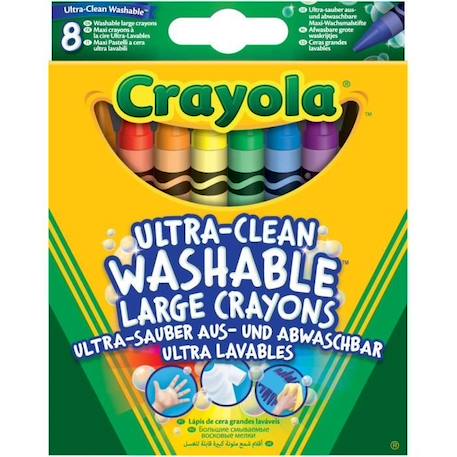 Crayola - 8 Gros crayons à la cire ultra lavables - Coloriage BLEU 1 - vertbaudet enfant 