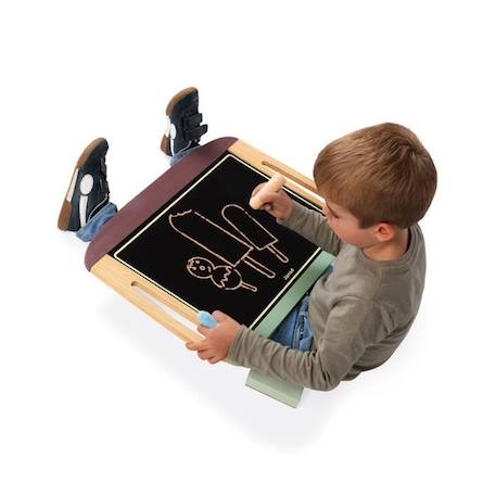 Ardoise de table en bois Janod - Double-face pour craies et feutres effaçables - Dès 3 ans MARRON 3 - vertbaudet enfant 