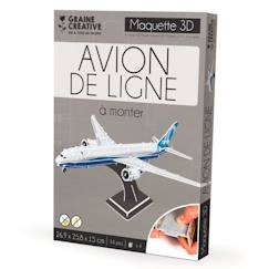 Jouet-Jeux d'imagination-Véhicules, garages, circuits et trains-Maquette Avion de ligne - GRAINE CREATIVE ON A TOUS DU TALENT - Modèle 3D - Carton - Blanc