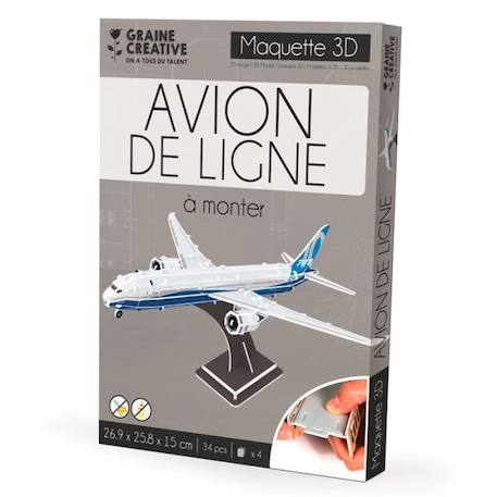 Maquette Avion de ligne - GRAINE CREATIVE ON A TOUS DU TALENT - Modèle 3D - Carton - Blanc BLANC 1 - vertbaudet enfant 
