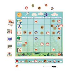 Jouet-Jeux éducatifs-Tableau Magnétique d'Organisation de la Semaine - JANOD - 5 Personnes - Bleu - Jouet en Carton
