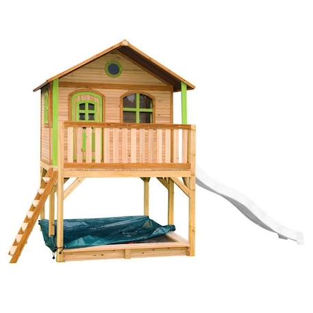 Maisonnette AXI pour enfants avec bac à sable et toboggan blanc, aire de jeux pour l'extérieur en marron et vert MARRON 1 - vertbaudet enfant 