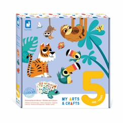 Jouet-Activités artistiques et musicales-Janod - My Arts & Crafts - Gommettes Et Décors 5 Tableaux - Kit Loisir Créatif Enfant - Dès 5 ans