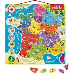 Jouet-Puzzle France Magnétique 93 pcs (bois) - JANOD - Nouvelles régions 2016 - Dès 7 ans