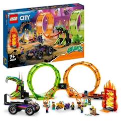 Jouet-Jeux d'imagination-Jeux de construction-LEGO 60339 City Stuntz L’Arène de Cascade avec Double Looping, Monster Truck Jouet, avec Moto, Figurine Cascadeur, Enfants Dès 7