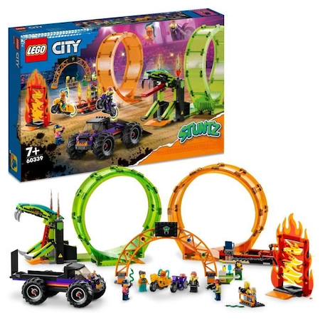 LEGO 60339 City Stuntz L’Arène de Cascade avec Double Looping, Monster Truck Jouet, avec Moto, Figurine Cascadeur, Enfants Dès 7 ORANGE 1 - vertbaudet enfant 