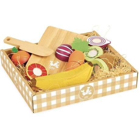 Jeu de découpage de fruits et légumes en bois - VILAC - Jour de marché - Mixte - 24 mois - 5 pièces BLEU 1 - vertbaudet enfant 