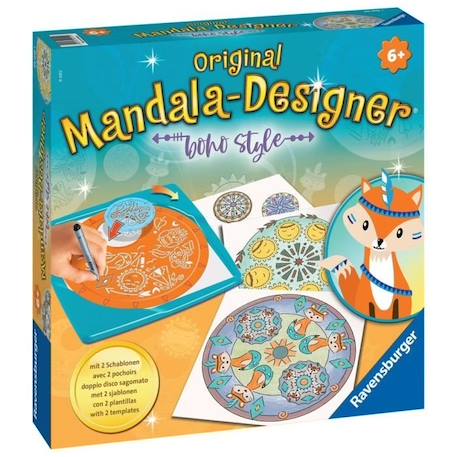 Ravensburger - Mandala Designer - Pochoirs et crayons inclus - Boho Style - Jeu créatif dès 6 ans BLEU 1 - vertbaudet enfant 
