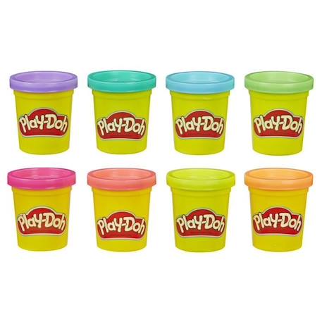 Pâte à modeler - PLAYDOH - Couleurs Fluo - 8 pots de 56g chacun BLEU 2 - vertbaudet enfant 