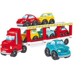Jouet-Camion porte-voitures ECOIFFIER - Abrick - Transporte 6 voitures sur 2 étages - Rouge - Dès 18 mois