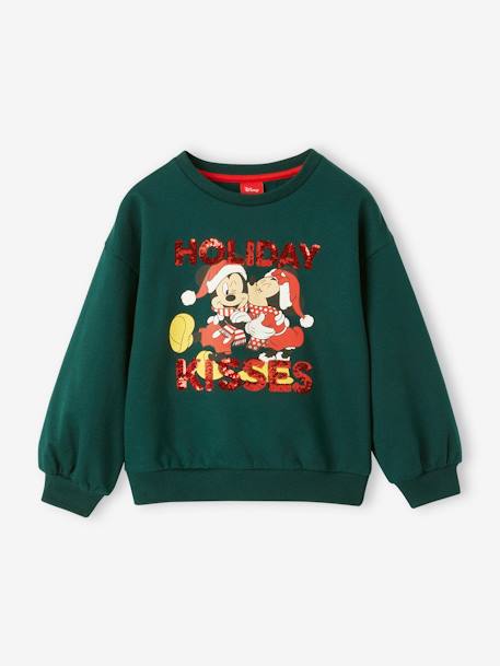 Sweat fille Disney Mickey & Minnie® Noël vert sapin 1 - vertbaudet enfant 