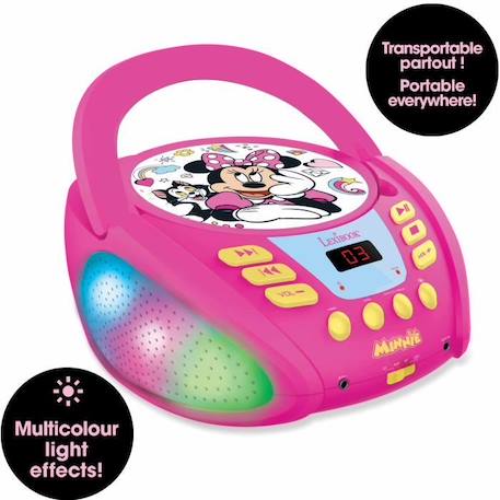 Lecteur CD Bluetooth Minnie - LEXIBOOK - Effets lumineux - Enfant 5 ans et plus ROSE 4 - vertbaudet enfant 